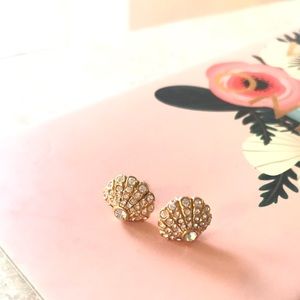 COACH | gold plated pave shell stud earring